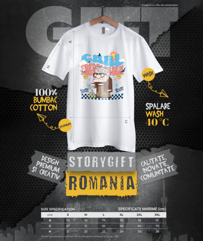 Tricou Barbati cu Carl Fredricksen – Ultimul Aventurier 100% Bumbac, Alb, XS [3]