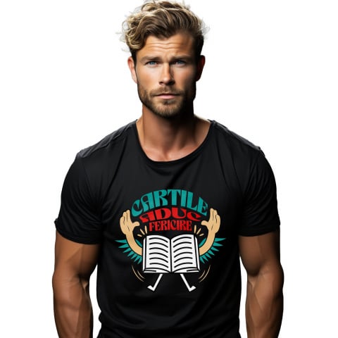 EDUCATIE - Tricou Femei, Barbati, Copii, Fata, Baiat, Unisex Personalizat Carte Deschisă cu Mâini Ridicate - Cărțile Aduc Fericire și Educație