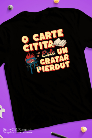 Tricou Femei, Barbati, Copii, Fata, Baiat, Unisex Personalizat „O carte citită este un grătar pierdut!” - Mesaj Amuzant pentru Iubitorii de Grătar și Cărți [2]