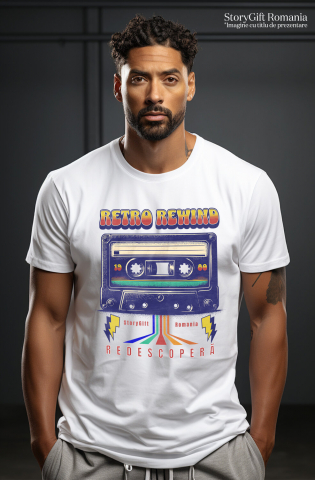 Tricou Femei, Barbati, Copii, Fata, Baiat, Unisex Personalizat Casetă Audio Colorată 1980 - Retro Rewind Disco Vintaj Cadou Personalizat [1]