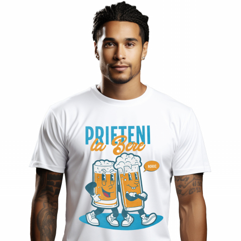 bauturi - Tricou Femei, Barbati, Copii, Fata, Baiat, Unisex Personalizat „Set Două Pahare De Bere Personalizate „Prieteni la Bere, Distracție” – Cadou Amuzant pentru Petreceri”