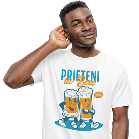 Tricou Femei, Barbati, Copii, Fata, Baiat, Unisex Personalizat „Set Două Pahare De Bere Personalizate „Prieteni la Bere, Distracție” – Cadou Amuzant pentru Petreceri”