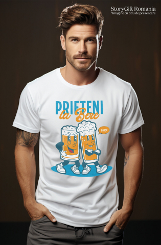 Tricou Femei, Barbati, Copii, Fata, Baiat, Unisex Personalizat „Set Două Pahare De Bere Personalizate „Prieteni la Bere, Distracție” – Cadou Amuzant pentru Petreceri” [1]