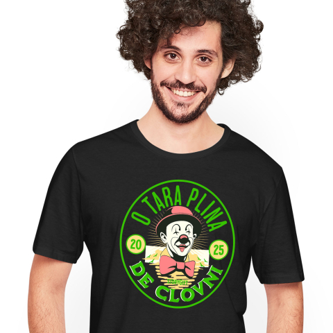 Mixed - Tricou Femei, Barbati, Copii, Fata, Baiat, Unisex Personalizat Cerc Stil Monedă cu Clovn cu Papion și Pălărie Roșie - Cadou Amuzant Personalizat „O Țară Plină de Clovni”