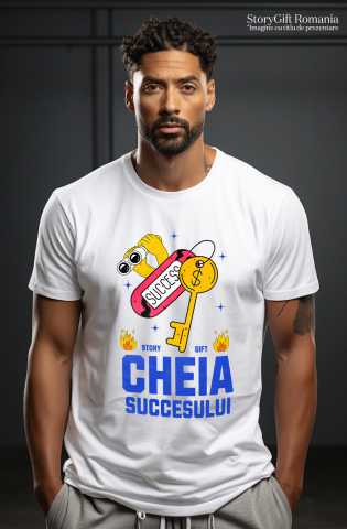 Tricou Femei, Barbati, Copii, Fata, Baiat, Unisex Personalizat Cheia Succesului – Cheie De Aur, Flăcări De Foc, Muncă Greu [1]
