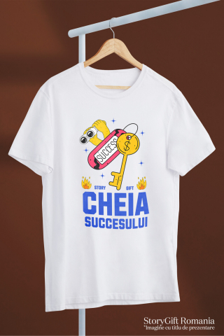 Tricou Femei, Barbati, Copii, Fata, Baiat, Unisex Personalizat Cheia Succesului – Cheie De Aur, Flăcări De Foc, Muncă Greu [2]