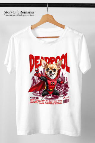Tricou Femei, Barbati, Copii, Fata, Baiat, Unisex Personalizat Chihuahua în Costum Deadpool – Câine Supererou Adorabil și Personalizat [2]