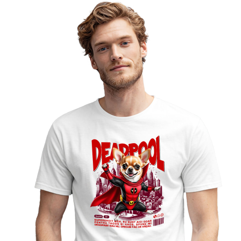 SuperEroi si Personaje TV - Tricou Femei, Barbati, Copii, Fata, Baiat, Unisex Personalizat Chihuahua în Costum Deadpool – Câine Supererou Adorabil și Personalizat