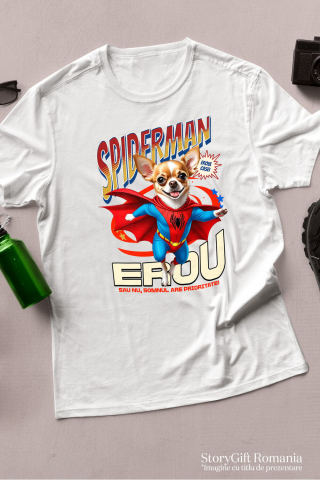 Tricou Femei, Barbati, Copii, Fata, Baiat, Unisex Personalizat Chihuahua în Costum Spider-Man - Cadou Personalizat pentru Copii și Familie [2]