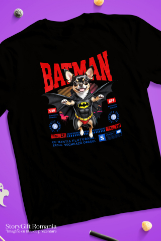 Tricou Femei, Barbati, Copii, Fata, Baiat, Unisex Personalizat Chihuahua În Costum de Batman – Câine Supererou pentru Copii și Iubitorii de Animale [2]