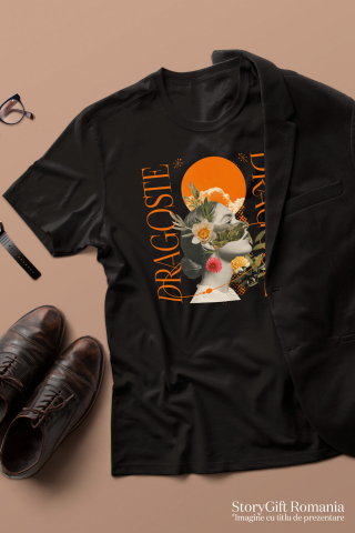 Tricou Femei, Barbati, Copii, Fata, Baiat, Unisex Personalizat Chip Feminin Abstract cu Soare și Text de Dragoste | Cadouri Romantice Personalizate pentru Femei și Familie [2]