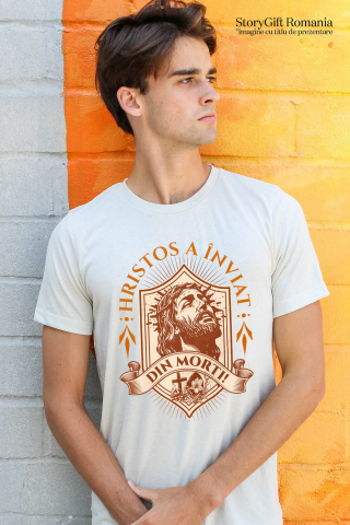Tricou Femei, Barbati, Copii, Fata, Baiat, Unisex Personalizat "Chipul lui Iisus Hristos - Hristos a Înviat, Cadou Religios de Paște" [1]