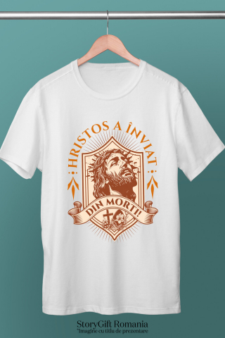 Tricou Femei, Barbati, Copii, Fata, Baiat, Unisex Personalizat "Chipul lui Iisus Hristos - Hristos a Înviat, Cadou Religios de Paște" [2]