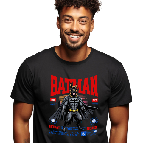 SuperEroi si Personaje TV - Tricou Femei, Barbati, Copii, Fata, Baiat, Unisex Personalizat Ciobănesc German În Costum de Batman – Câine Supererou pentru Familie și Copii