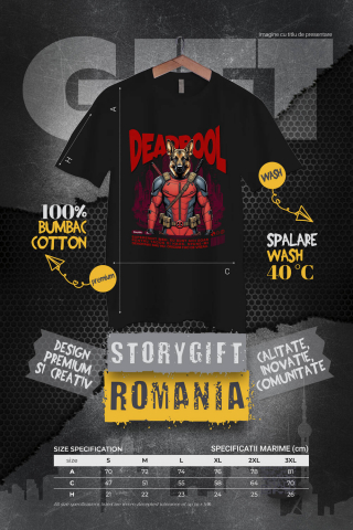 Tricou Femei, Barbati, Copii, Fata, Baiat, Unisex Personalizat Ciobănesc German în Costum Deadpool - Cadou Personalizat pentru Copii și Familie [3]