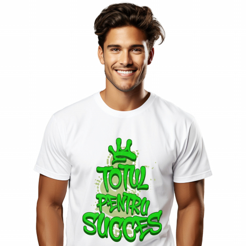 CITATE - Tricou Femei, Barbati, Copii, Fata, Baiat, Unisex Personalizat Totul pentru Succes – Citat Motivational cu Simbol Dolar și Coroană