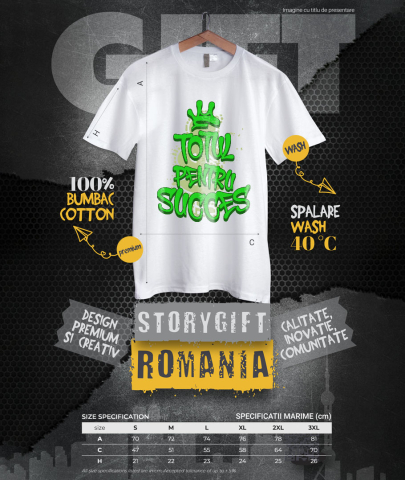 Tricou Femei, Barbati, Copii, Fata, Baiat, Unisex Personalizat Totul pentru Succes – Citat Motivational cu Simbol Dolar și Coroană [3]