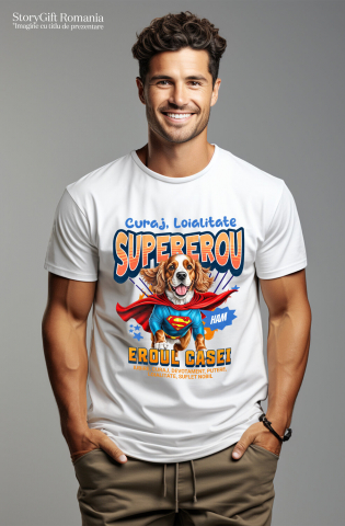 Tricou Femei, Barbati, Copii, Fata, Baiat, Unisex Personalizat Cocker Spaniel în Costum de Superman – Produse Personalizate pentru Copii și Familie [1]