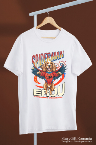 Tricou Femei, Barbati, Copii, Fata, Baiat, Unisex Personalizat Cocker Spaniel în Costum Spider-Man cu Pelerină - Cadou Personalizat pentru Copii și Iubitorii de Câini [2]