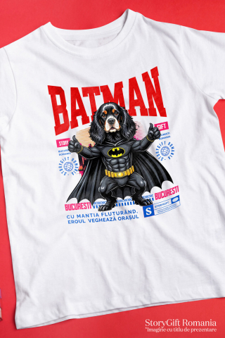 Tricou Femei, Barbati, Copii, Fata, Baiat, Unisex Personalizat Cocker Spaniel în Costum de Batman – Supererou Adorabil pentru Copii și Iubitorii de Câini [2]