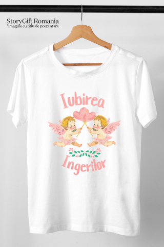 Tricou Femei, Barbati, Copii, Fata, Baiat, Unisex Personalizat Statuie Copii Cu Aripi Zburători – Cadou Personalizat Iubirea Îngerilor [2]