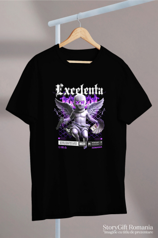 Tricou Femei, Barbati, Copii, Fata, Baiat, Unisex Personalizat Statuie Copil cu Aripi și Bani - Cadou Motivațional pentru Excelență și Succes [2]