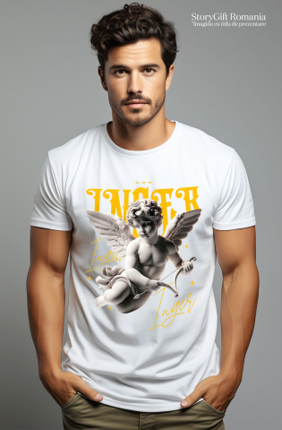 Tricou Femei, Barbati, Copii, Fata, Baiat, Unisex Personalizat Statuie Înger Cu Aripi - Cadou Personalizat Pentru Familie și Copii | Mesaj Motivațional [1]