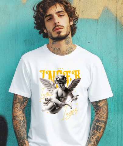 Tricou Femei, Barbati, Copii, Fata, Baiat, Unisex Personalizat Statuie Înger Cu Aripi - Cadou Personalizat Pentru Familie și Copii | Mesaj Motivațional [1]