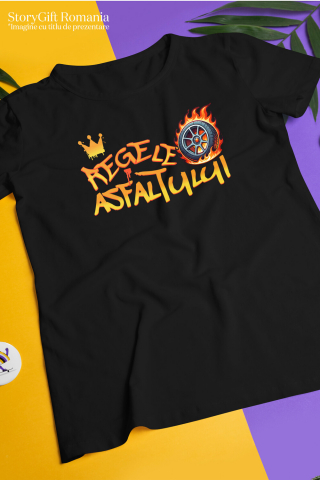 Tricou Femei, Barbati, Copii, Fata, Baiat, Unisex Personalizat Tricou Coroană Regală & Cauciuc în Flăcări – Cadou pentru Pasionații de Curse [2]