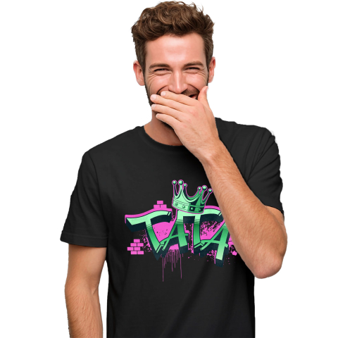 Tata - Tricou Femei, Barbati, Copii, Fata, Baiat, Unisex Personalizat Coroană Regală Stil Graffiti Stradal Personalizată – Cadou Pentru Tata, Unchi și Bărbați Din Familie