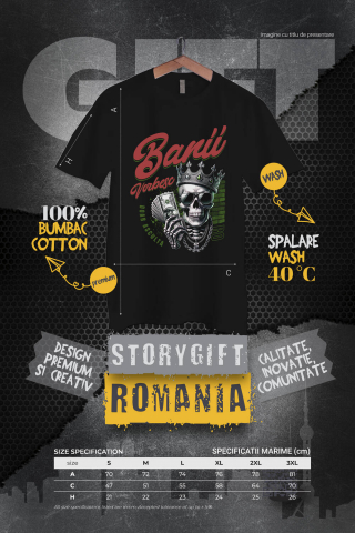 Tricou Femei, Barbati, Copii, Fata, Baiat, Unisex Personalizat Craniu cu Coroană și Dolari – Design Badass Personalizat pentru Cadouri [3]