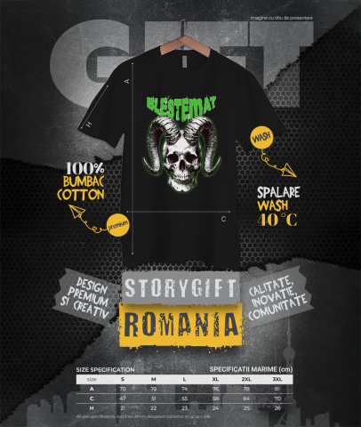 Tricou Femei, Barbati, Copii, Fata, Baiat, Unisex Personalizat Craniu Uman Mort cu Coarne Lung | Blestemat de Halloween [3]