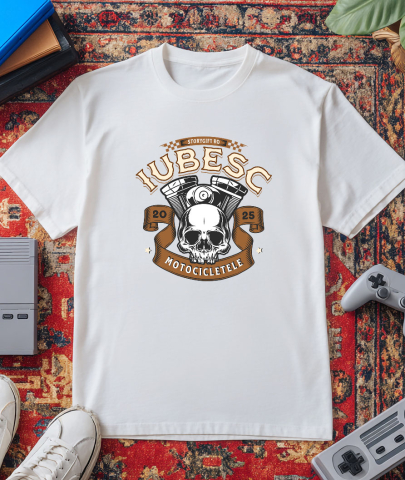 Tricou Femei, Barbati, Copii, Fata, Baiat, Unisex Personalizat Craniu Motociclist – Design Rebel pentru Iubitorii de Călătorii și Moto [2]