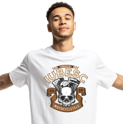 Motociclete - Tricou Femei, Barbati, Copii, Fata, Baiat, Unisex Personalizat Craniu Motociclist – Design Rebel pentru Iubitorii de Călătorii și Moto