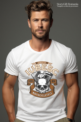 Tricou Femei, Barbati, Copii, Fata, Baiat, Unisex Personalizat Craniu Motociclist – Design Rebel pentru Iubitorii de Călătorii și Moto [1]