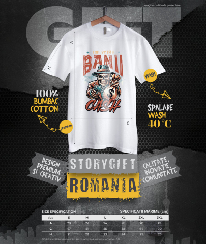 Tricou Femei, Barbati, Copii, Fata, Baiat, Unisex Personalizat Craniu Mafiot cu Bani și Armă – Design Badass Personalizat [3]