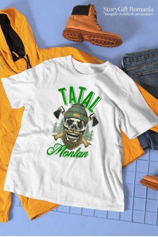 Tricou Femei, Barbati, Copii, Fata, Baiat, Unisex Personalizat "Craniu Uman Personalizat cu Barbă și Mustață – Cadou Unic pentru Tati, Familie și Prieteni" [2]