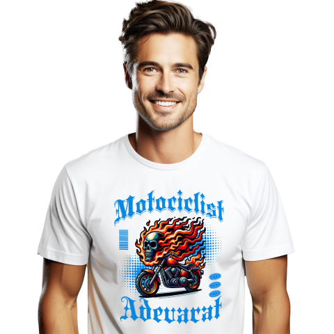 Motociclete - Tricou Femei, Barbati, Copii, Fata, Baiat, Unisex Personalizat Craniu Uman și Motor Vintage în Flăcări – Pasiunea unui Motociclist