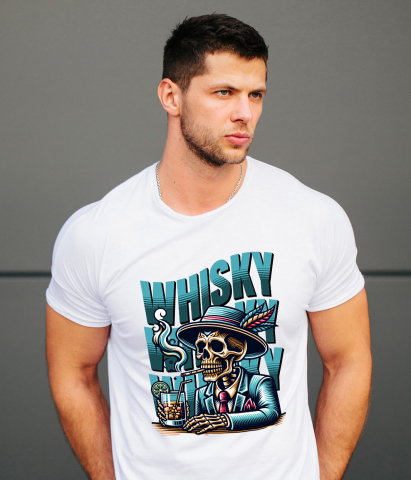 Tricou Femei, Barbati, Copii, Fata, Baiat, Unisex Personalizat „Craniu Mafiot Personalizat - Decor cu Schelete la Masă cu Palarie și Tigara” [1]