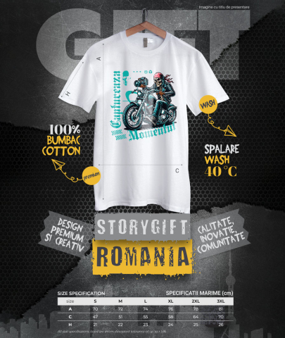 Tricou Femei, Barbati, Copii, Fata, Baiat, Unisex Personalizat Craniu Motociclist Cu Bandană Roșie și Aparat Foto – Design Rebel și Original [3]