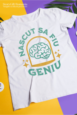 Tricou Femei, Barbati, Copii, Fata, Baiat, Unisex Personalizat Creier Uman și Inteligență | Născut să Fiu Un Geniu | Educație și Înțelepciune [2]