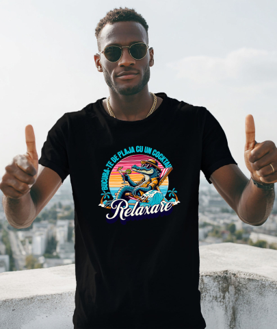 Tricou Femei, Barbati, Copii, Fata, Baiat, Unisex Personalizat "Produse personalizate pentru vacanță – Crocodil cu pălărie și ochelari de soare pe plajă cu cocktail" [1]
