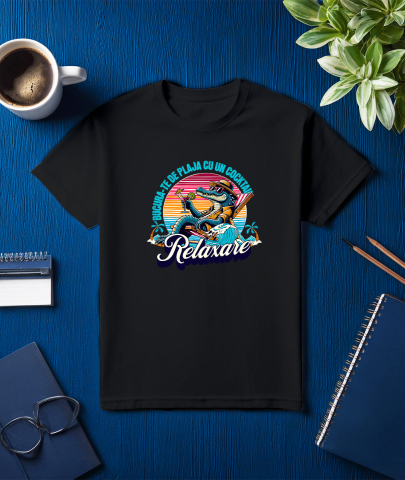 Tricou Femei, Barbati, Copii, Fata, Baiat, Unisex Personalizat "Produse personalizate pentru vacanță – Crocodil cu pălărie și ochelari de soare pe plajă cu cocktail" [2]