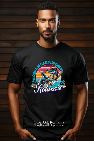 Tricou Femei, Barbati, Copii, Fata, Baiat, Unisex Personalizat "Produse personalizate pentru vacanță – Crocodil cu pălărie și ochelari de soare pe plajă cu cocktail" [1]
