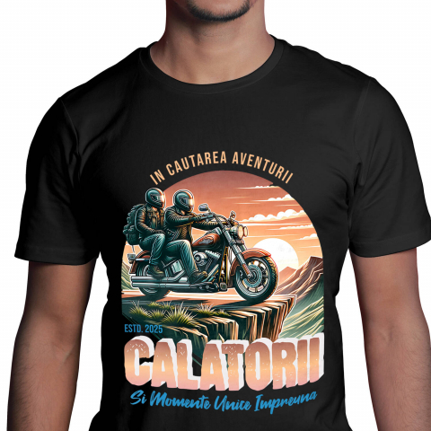 Tricou Femei, Barbati, Copii, Fata, Baiat, Unisex Personalizat Cuplu Pe Motocicletă – Călătorie Romantică cu View Montan
