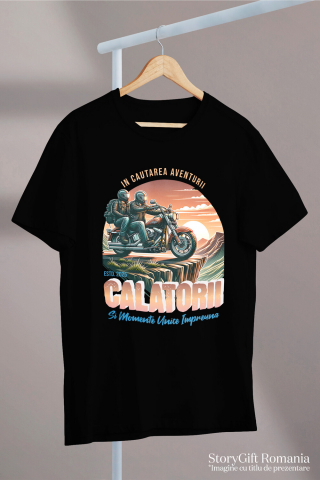 Tricou Femei, Barbati, Copii, Fata, Baiat, Unisex Personalizat Cuplu Pe Motocicletă – Călătorie Romantică cu View Montan [2]