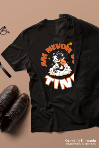 Tricou Femei, Barbati, Copii, Fata, Baiat, Unisex Personalizat Cuplu Pisici Îngeri Pe Nor Pufos „Am Nevoie De Tine” – Cadou Romantic De Valentine's Day [2]