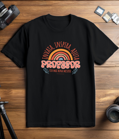 Tricou Femei, Barbati, Copii, Fata, Baiat, Unisex Personalizat Curcubeu Colorat – Educație, Meserie Profesor, Inspiră și Ajută Copiii [2]