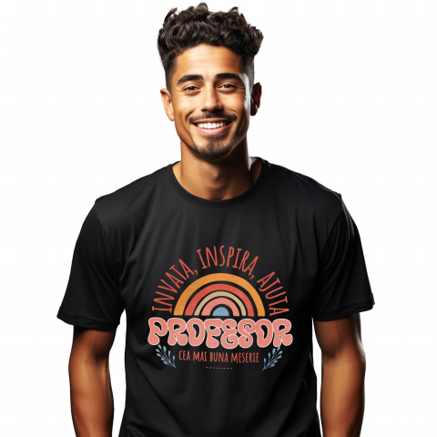 MESERII - Tricou Femei, Barbati, Copii, Fata, Baiat, Unisex Personalizat Curcubeu Colorat – Educație, Meserie Profesor, Inspiră și Ajută Copiii