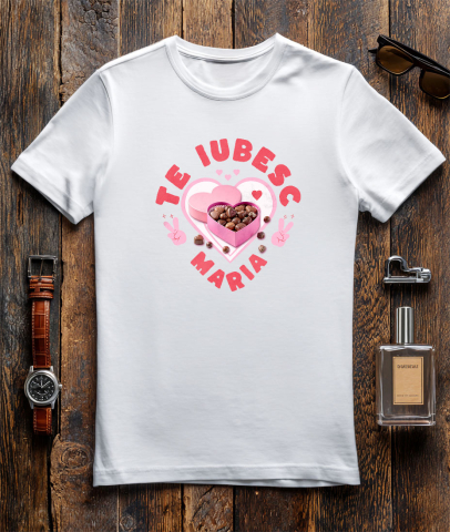 Tricou Femei, Barbati, Copii, Fata, Baiat, Unisex Personalizat „Cutie de Bomboane Personalizată cu Mesajul „Te Iubesc Maria” - Cadou Dulce pentru Iubita ta de Valentine's Day” [2]